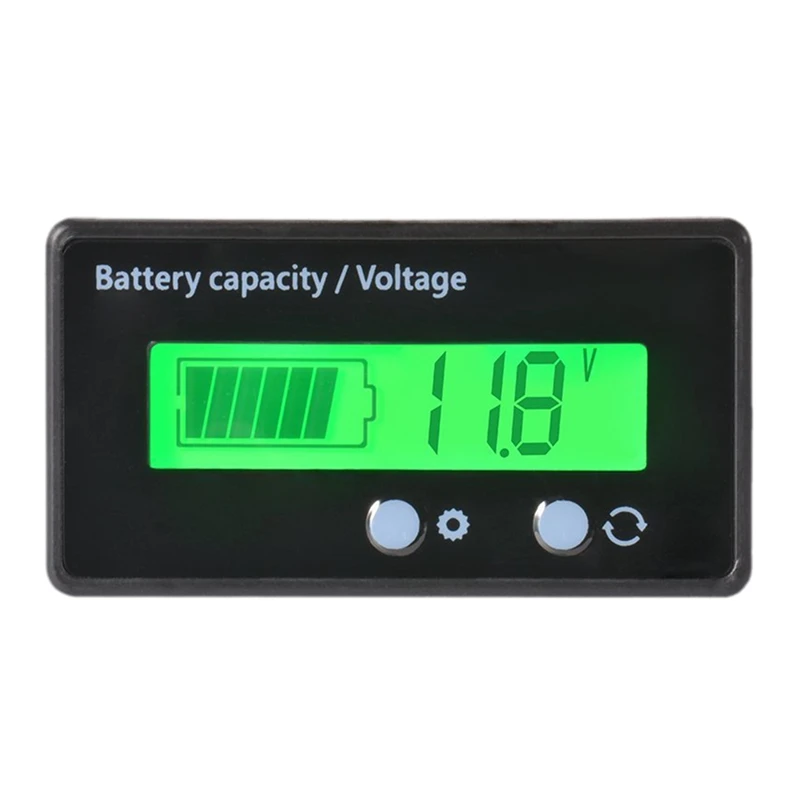 

Waterproof 12/24/36/48V LCD Lead-acid Battery and Lithium Battery Capacity Tester Voltage Meter Monitor Green Backlight for Vehi