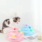 Трехуровневая игрушка для кошек, тренировка развлечение тарелка, башня для котят, треки, диск для интеллекта, развлечения, тройной диск, стаканы