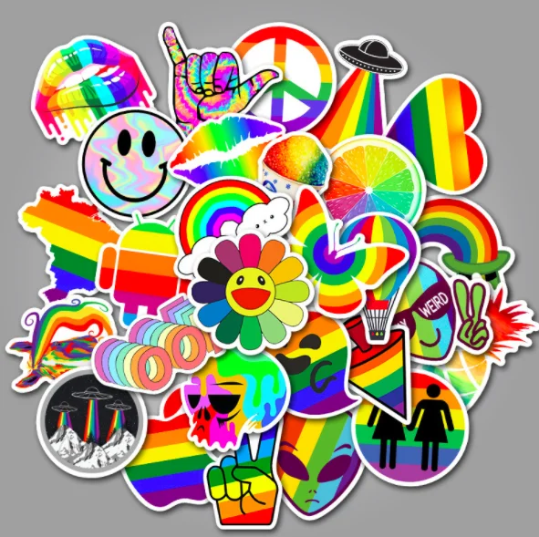 50 шт. НЛО Радуга Логотип наклейки с пришельцами Автомобиль Велосипед Мотоцикл