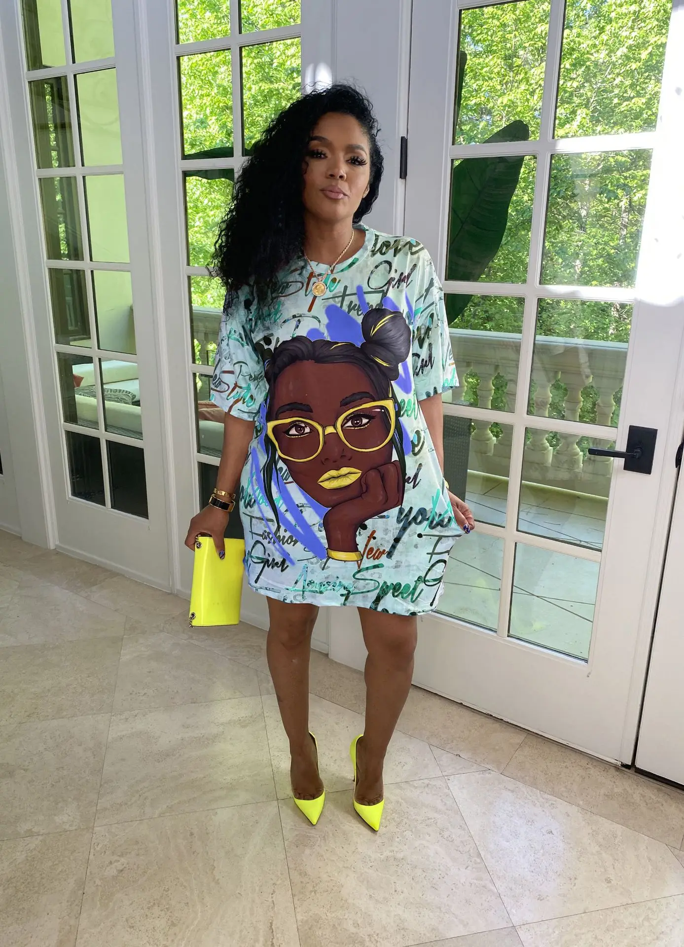 

Fashion Print Loose Dress Casual Round Neck Short Sleeve Streetwear Party Dresses Women Summer