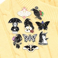 mystical skeleton moth butterfly enamel pin custom punk series star moon gothic brooch lapel pins shirt jewelry gift for friends