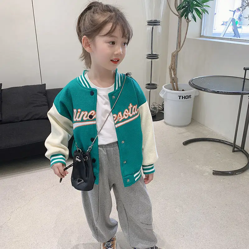 

Children's Spring and Autumn Clothing Baseball Uniform Jacket Children's Clothing 2022New Girls Baby Sports Tops