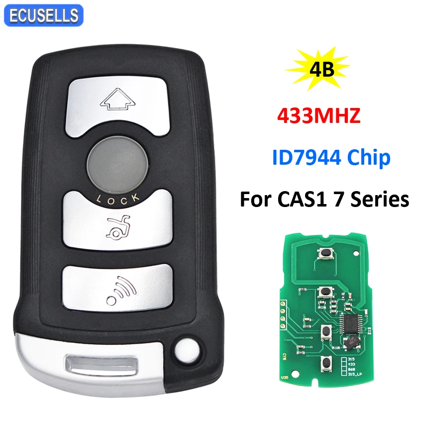 Полный пульт дистанционного управления для автомобиля 4 кнопки 433 МГц с чипом ID7944