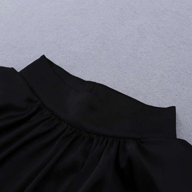 Женское платье с пышными рукавами VC черное элегантное облегающее высокой талией