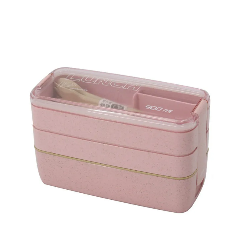 

900/750ml Healthy Material Lunch Box 3Layer Wheat Straw Bento Boxes Microwave Dinnerware Food Storage Container Lunchbox Kichen