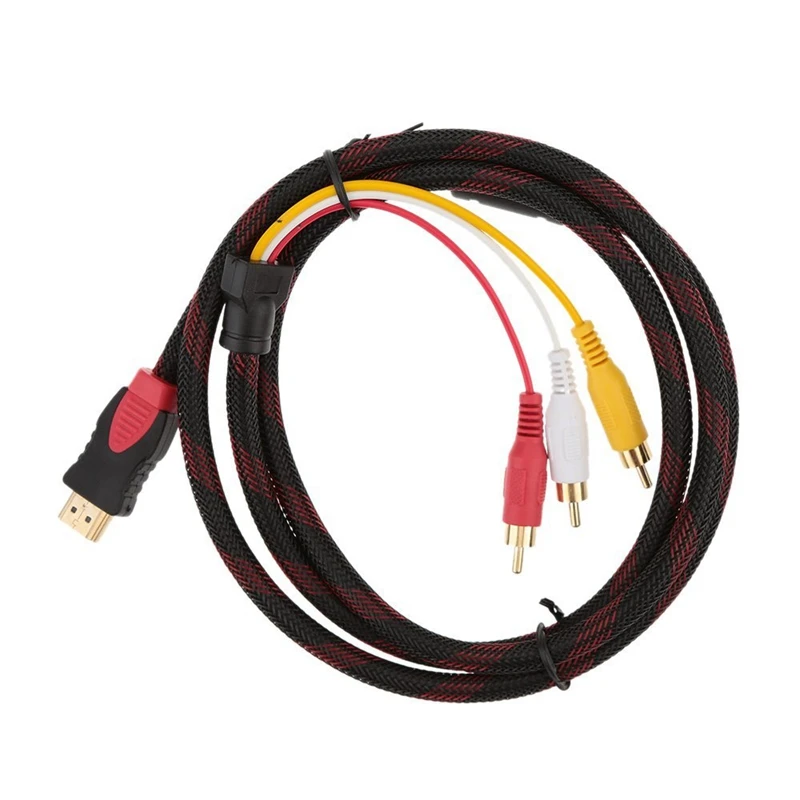 1 5 м/5 футов Позолоченный 1080P HDMI штекер 3-RCA компонентный видео и аудио HD конвертер
