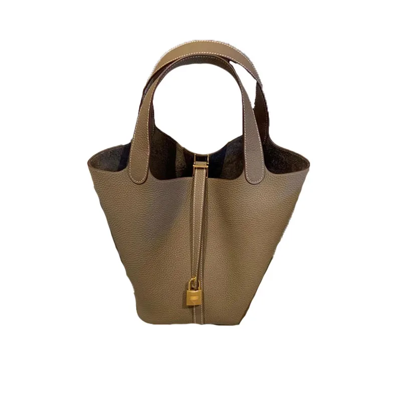 

Small Handbag First Layer Cowhide Basket Genuine Leather Portable Picture Bag