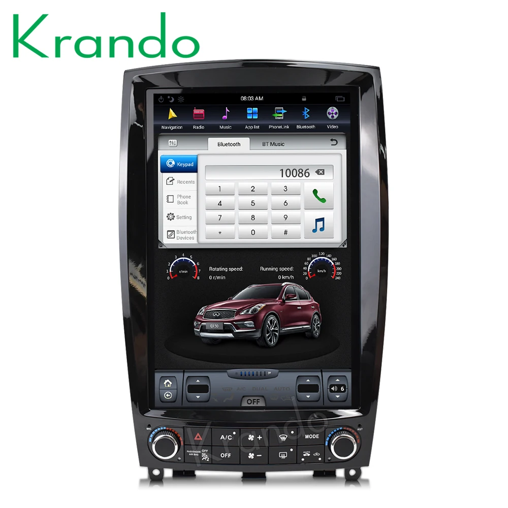 Krando Android 9 0 4G RAM 12 1 &quotTesla вертикальный автомобильный радиоприемник плеер для Infiniti
