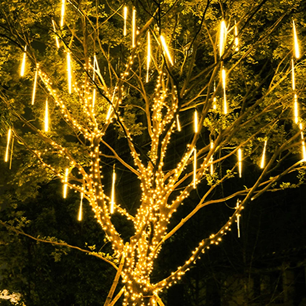 

LED Meteor Shower Rain Lights 1-4Pack LED Meteor Shower Rain Lights 30/50CM Waterproof Xmas Decor Light Falling String Lights