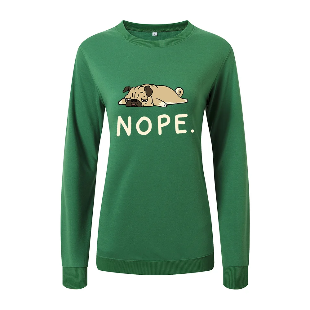 

Women Hoodies Sweatshirts Tops Female Casual Pullovers Letter Nope Cute Lazy Dog Print Sweatshirt Spring Autumn Hoodie Pullover