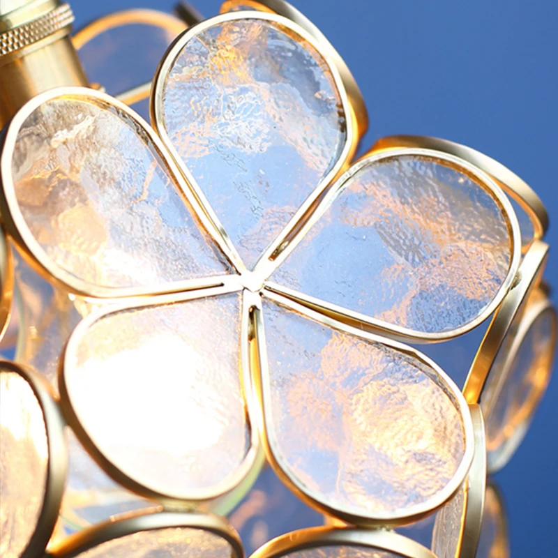 Modern glass chandelier restaurant entrance children's room petal lamp girl bedroom bedside | Лампы и освещение
