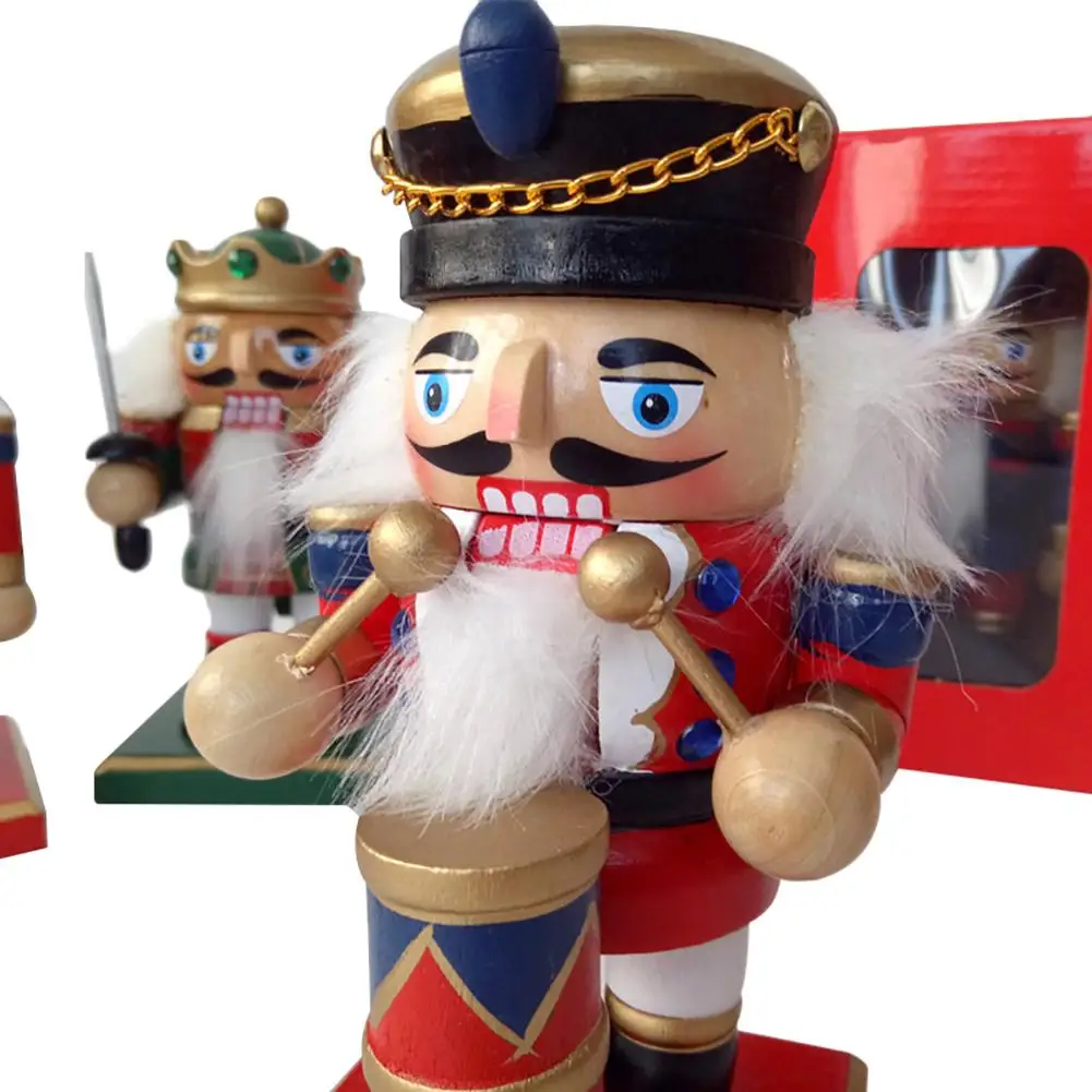 

4pcs 16CM Wooden Christmas Nutcracker Soldier Desktop Ornaments Christmas Tree Decor Nutcracker Figurine New Year Pendants