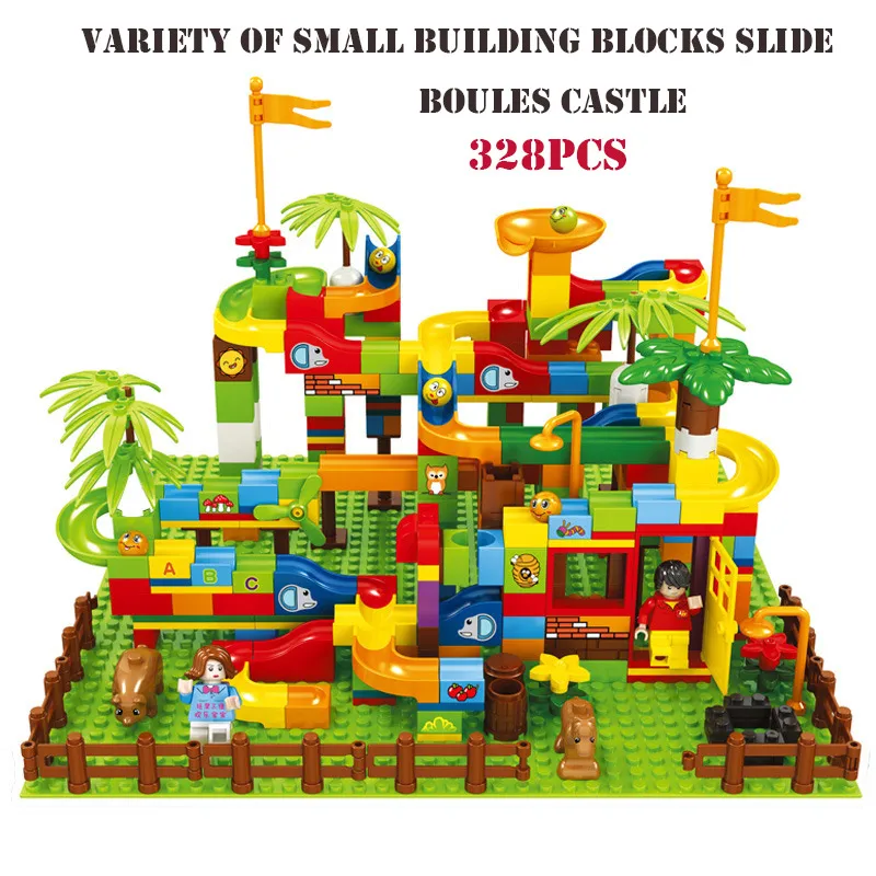 

Marble Race Run Ball Maze Labyrinth Track Building Block Children Toy DIY Funnel Slide Forest Slide Castle Bricks Toys Kids Gift