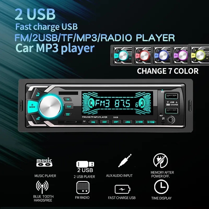 

1 Din автомобильный стерео радиоприемник, стерео MP3-плеер, Bluetooth телефон, телефон, MP3, FM/USB/MMC, дистанционное управление, 12 В, автомобильная аудиос...