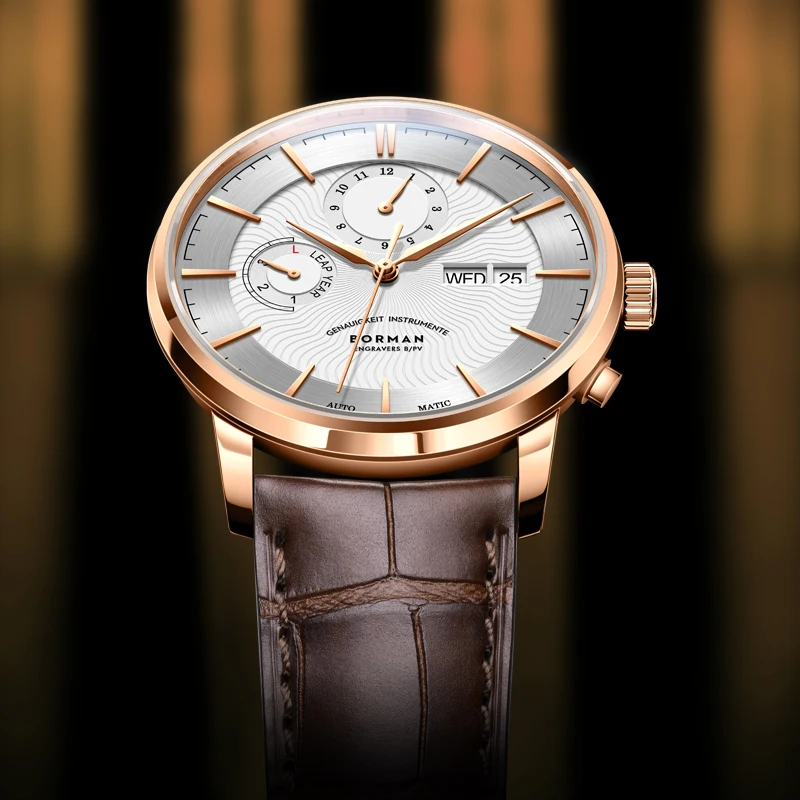 BORMAN Мужские автоматические часы роскошные Платье Механические наручные