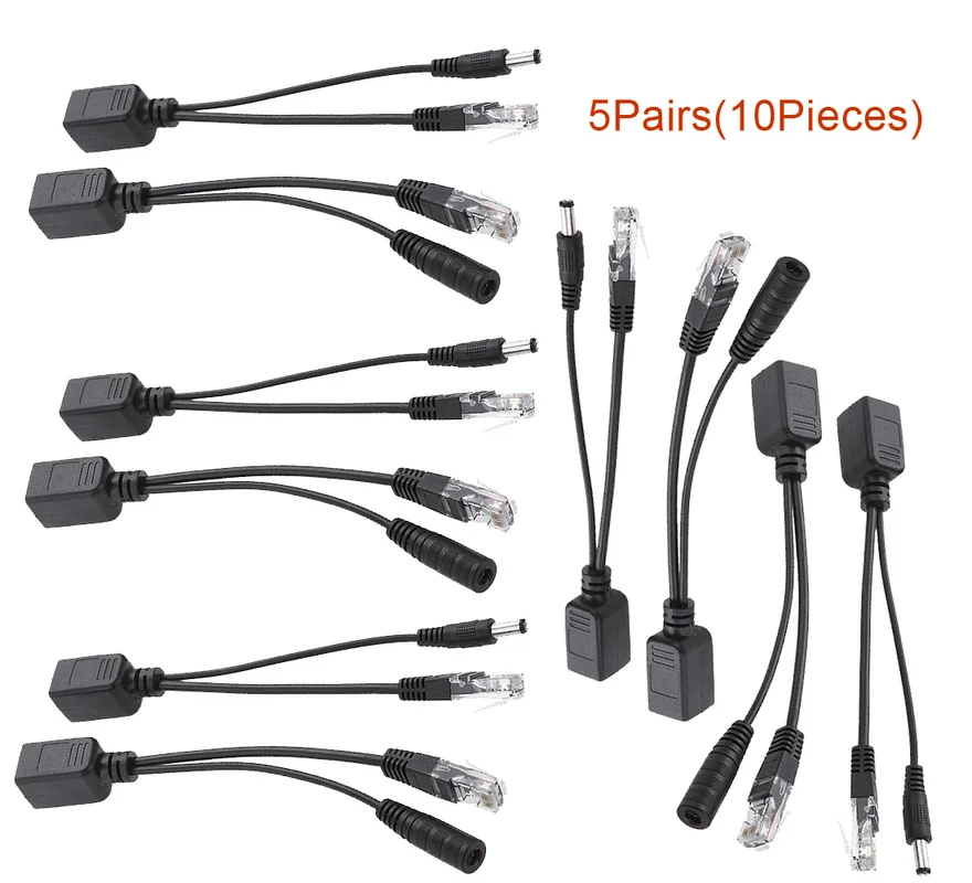 

Кабель Адаптер POE 10 шт. (5 пар), Пассивный силовой кабель Ethernet, Инжектор PoE + сплиттер, адаптер RJ45, 12 В, 24 В, 36 В