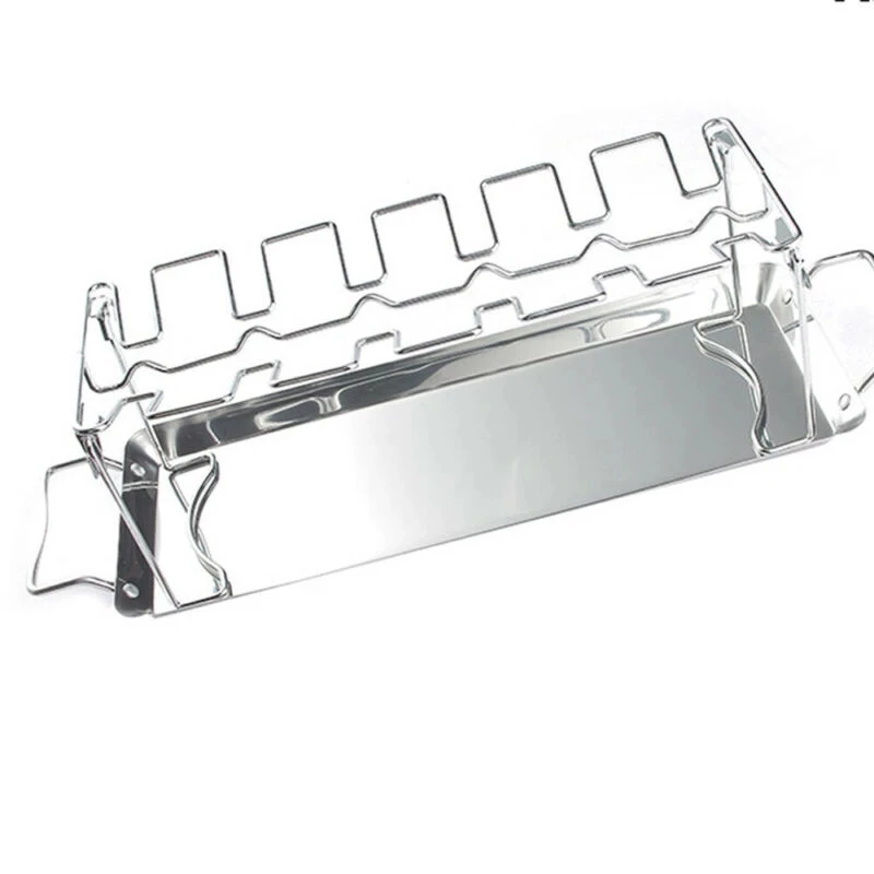 

Chicken Wing and Leg Rack for Grill Smoker Oven Stainless Steel Vertical Roaster Barbecue Grill Drip Pan
