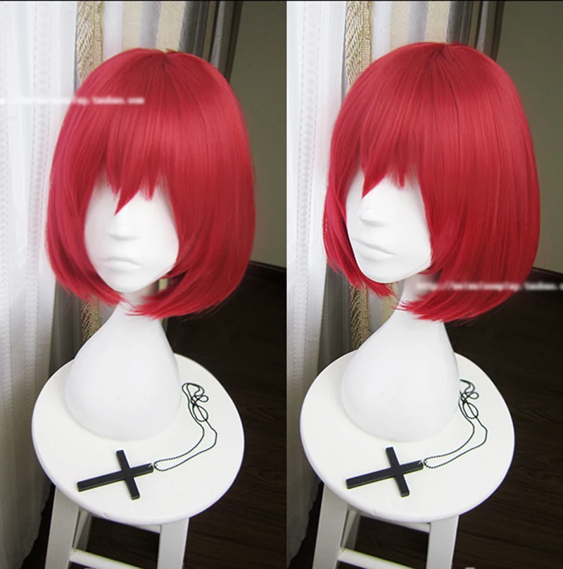 

Yumeno Himiko Cosplay Wig New Danganronpa V3 Costume Play Wigs Short Bobo Red Heat Resistant Hair Wigs + Wig Cap
