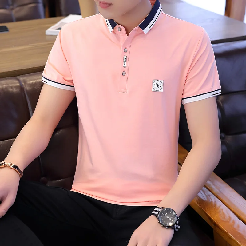 Рубашка-поло мужская однотонная деловая Повседневная дышащая рубашка с