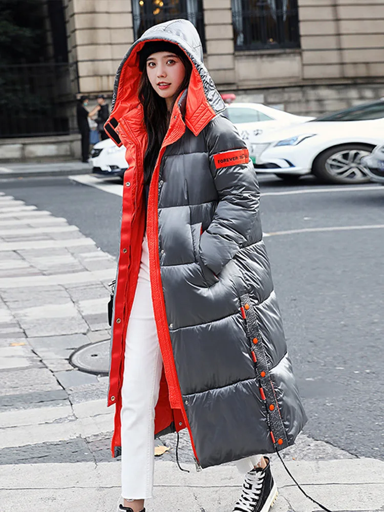 Куртка женская зимняя толстая хлопковая теплая парка худи в Корейском стиле