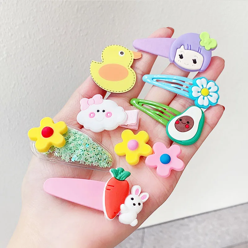 14 шт./компл. новые милые красочные заколки для волос с мультяшными цветами