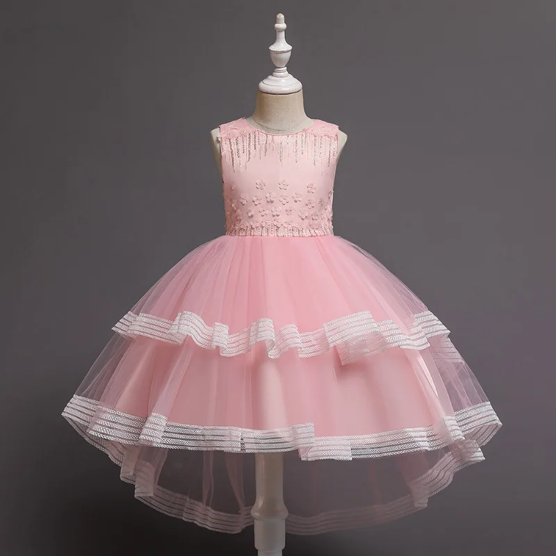 Новое платье для девочек с цветами детское принцессы кружевная юбка-пачка со
