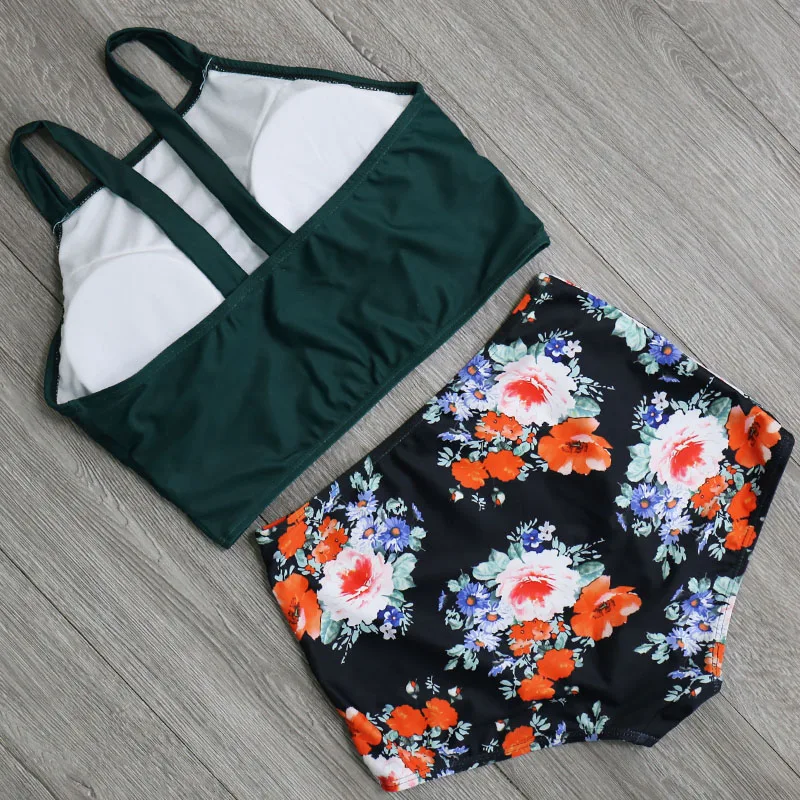 Купальник женский с высокой талией пикантный комплект бикини винтажный для