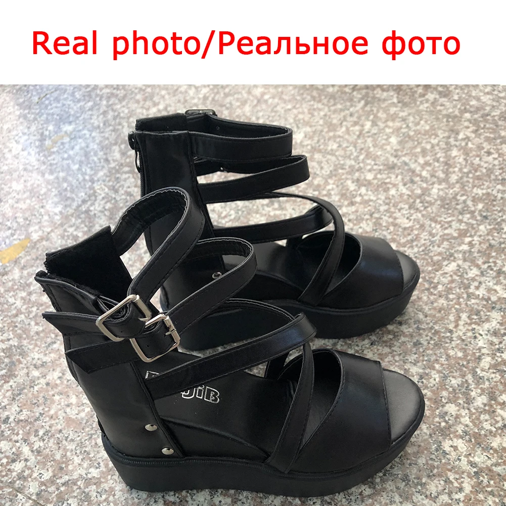 

SaraIris INS Hot Women Open Toe Buckle Zipper Rivet Casual Shoes Solid Chunky Sandals Women Punk Summer Sandals