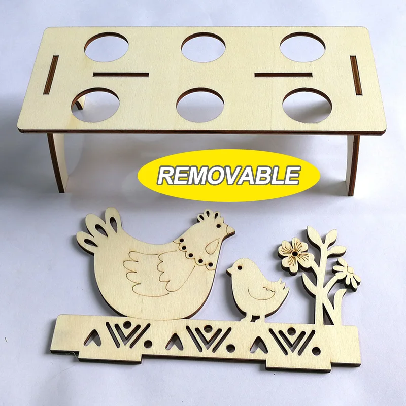 

DIY Easter Decor For Home Wooden DIY Egg Stand Easter Egg Shelves Bunny Rabbit Hold Rack Happy Easter Party Table Decorations