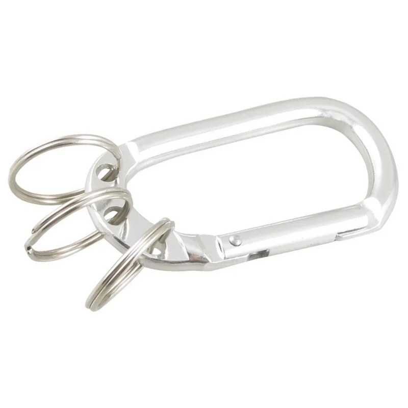 Spring Loaded D Shaped Aluminum Alloy Carabiner Hook Split Keyring Silver Tone | Спорт и развлечения