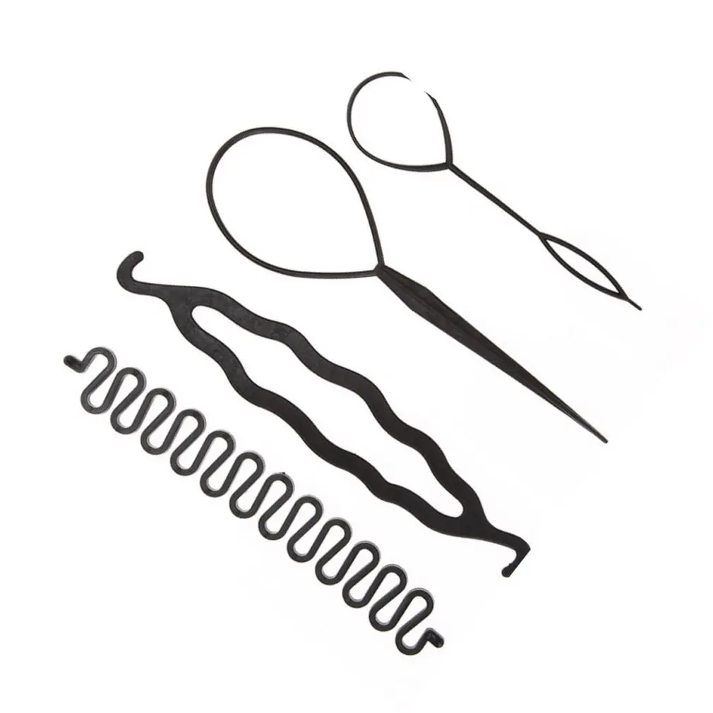 

4pcs Magic Hair Stick Styling Tools Set Braiders Hair Pin Comb Bun Roller Maker Hair Braiding Curler Styling Accessories Tool