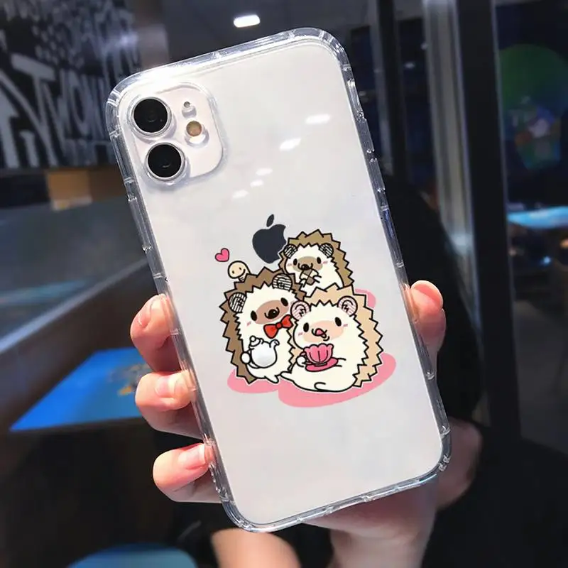 

Animal lovely cartoon hedgehog Phone Case Transparent for iPhone 11 12 mini pro XS MAX 8 7 6 6S Plus X 5S SE 2020 XR