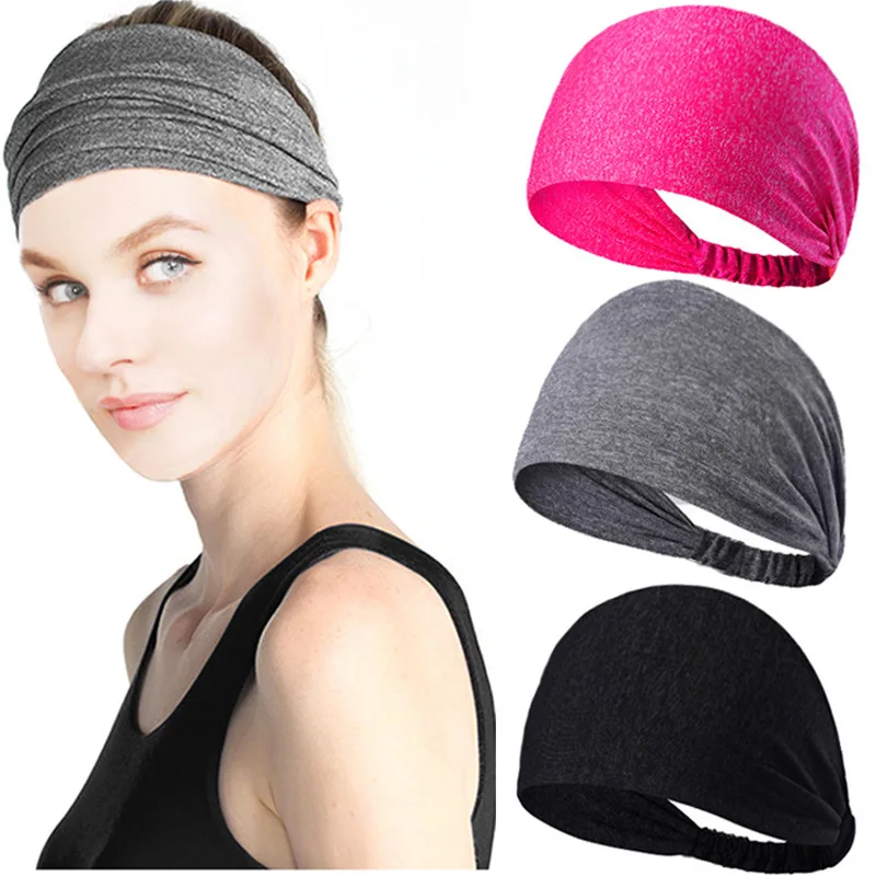 

Yoga Wide Headband Women's Sports Fitness Sweatband Absorption Hair Band Solid Color Accessory Running Elastic Turban