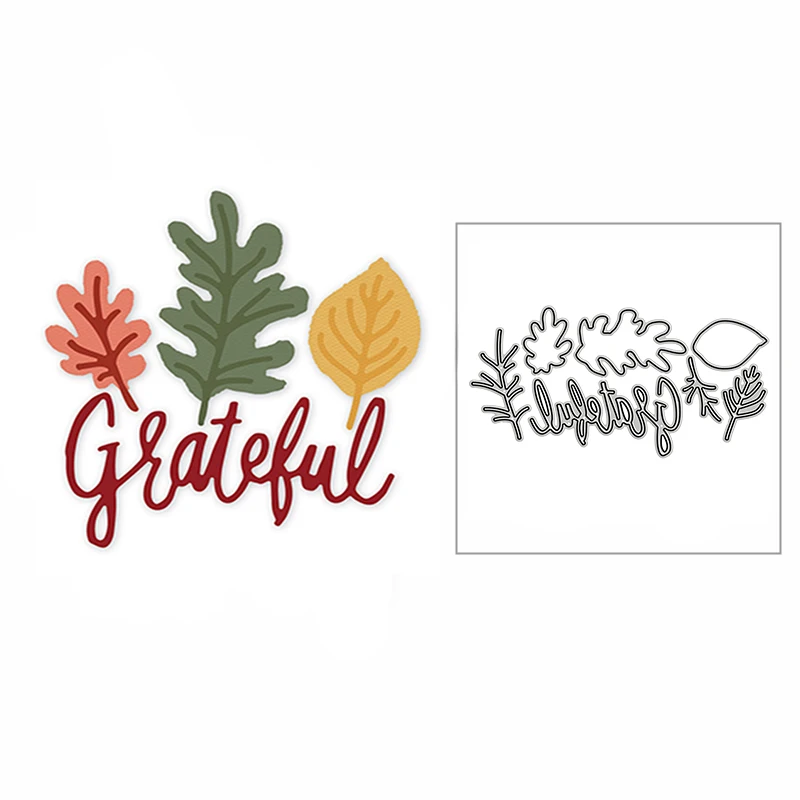 

New Various Leaves Grateful Word 2020 Metal Cutting Dies for DIY Scrapbooking and Card Making Decor Embossing Craft No Stamps