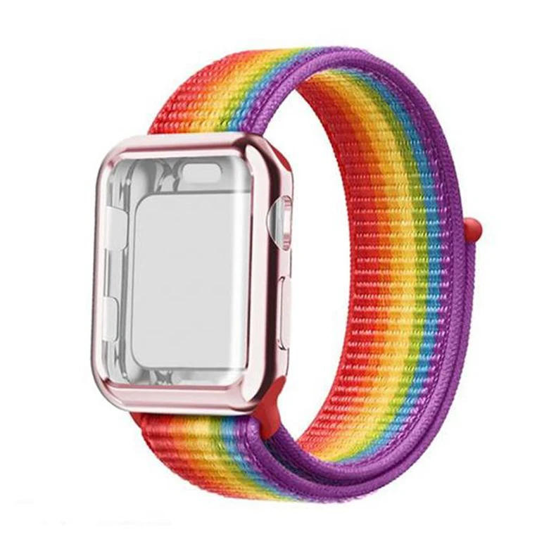 Ремешок для часов apple Watch band Спортивная петля correa apple watch 4 3 iwatch band 38 мм 42 мм 44/40 мм нейлоновый браслет+ чехол для часов