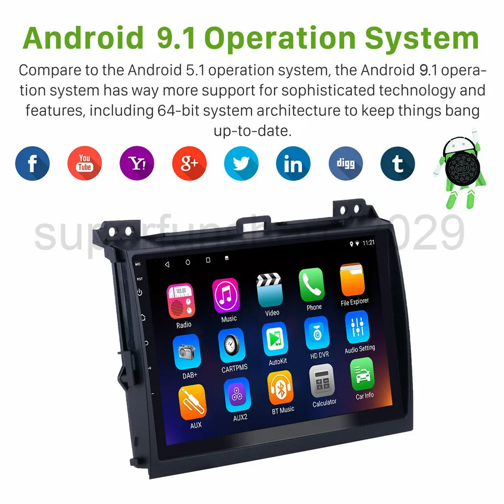 2din Android 9 1 четырехъядерный Автомобильный мультимедийный плеер для Toyota Land Cruiser Prado