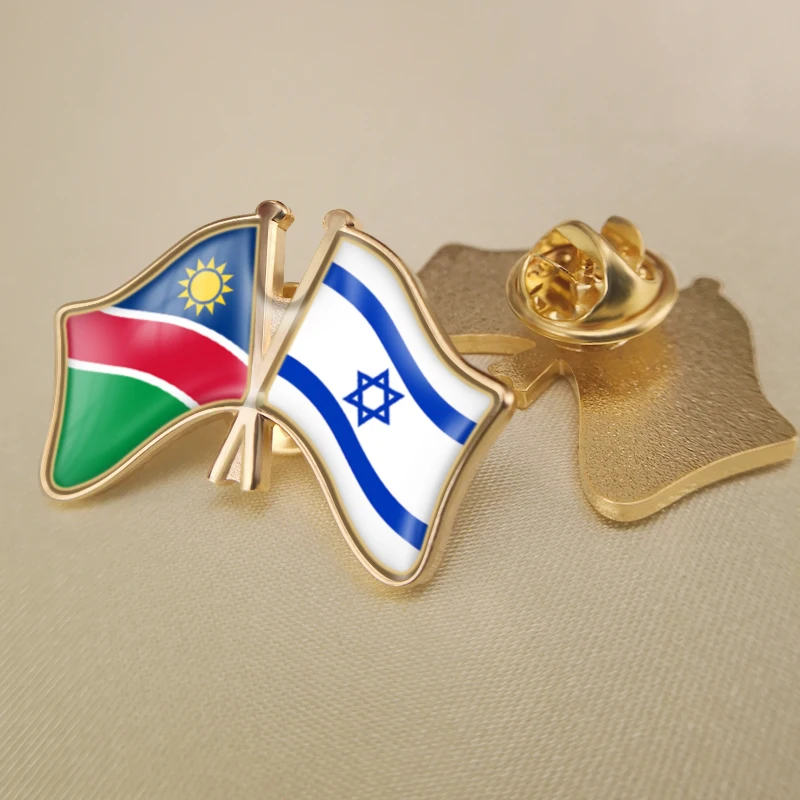 

Namibia and Israel Crossed Double Friendship Flags Lapel Pins Brooch Badges
