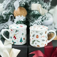 christmas snowman christmas ceramic cup with cover small capacity milk cup breakfast childrens water cup creative cup