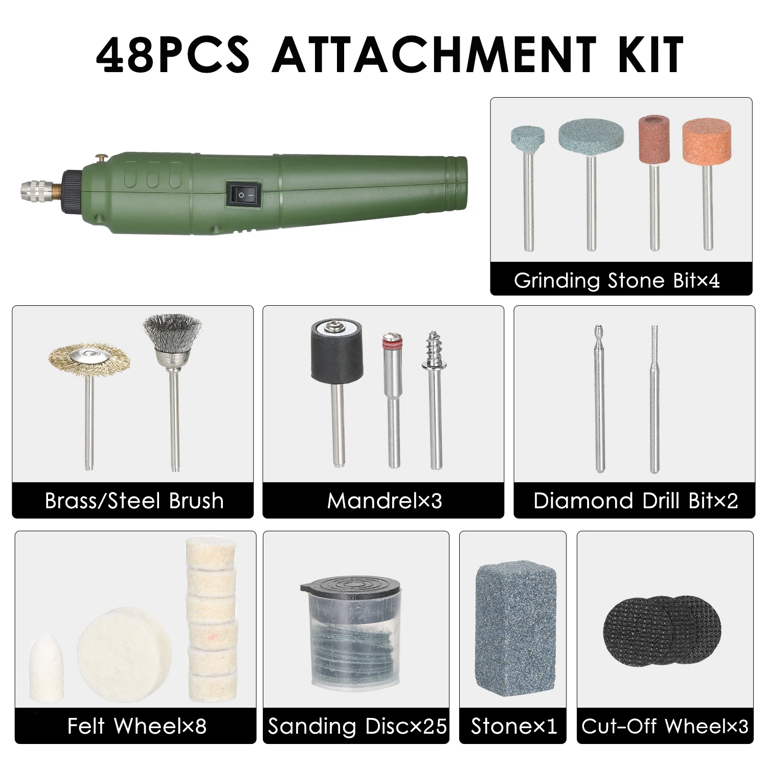 

12V роторный инструмент Портативный электрическая шлифовальная машина 14000 об/мин Поворотная фреза с 48 шт. насадки для создания проектов и маг...