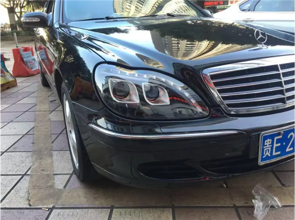 2 шт. 1998~ 2005y бампер автомобиля головной светильник для Mercedes Benz W220 туман S280 S320 S350 S500 S600 головной светильник W220 линзы прожекторного типа светильник