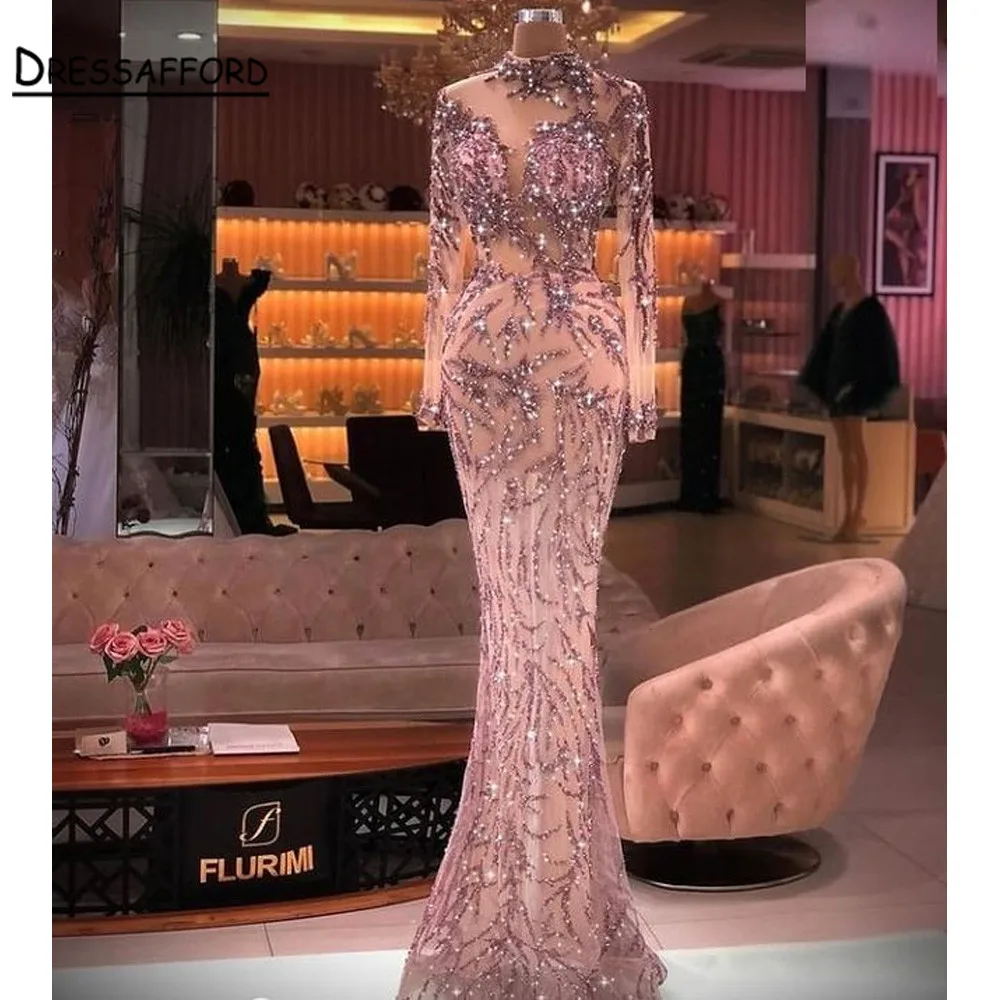 Роскошные вечерние платья с длинным рукавом 2022 вечернее платье из тюля высоким