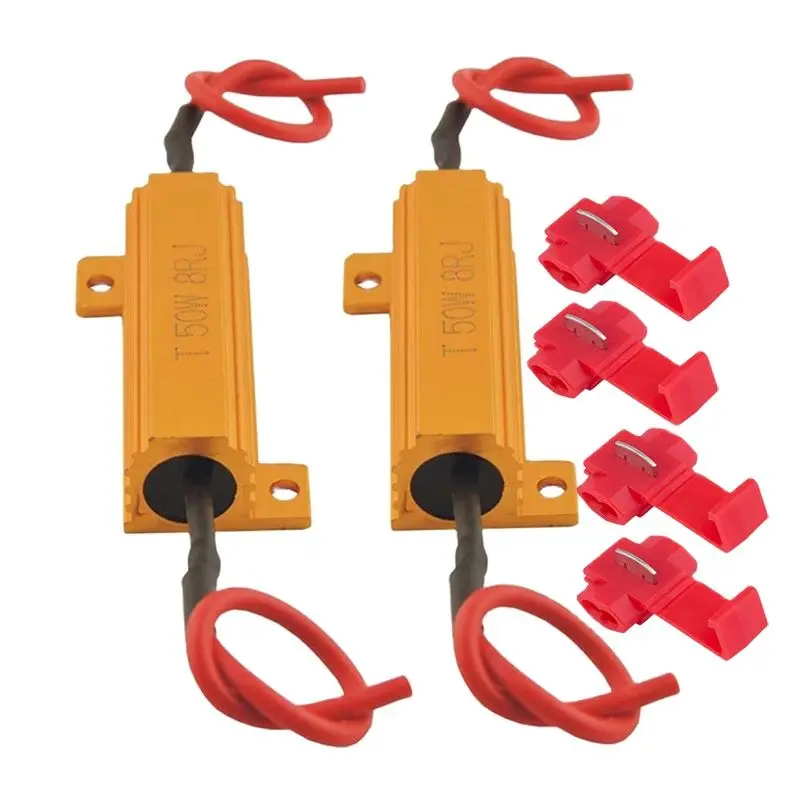 

Hot Sale 2pcs 50w 6ohm Load Resistors Fix LED Bulb Fast Hyper Flash Turn Signal Blink Error Code