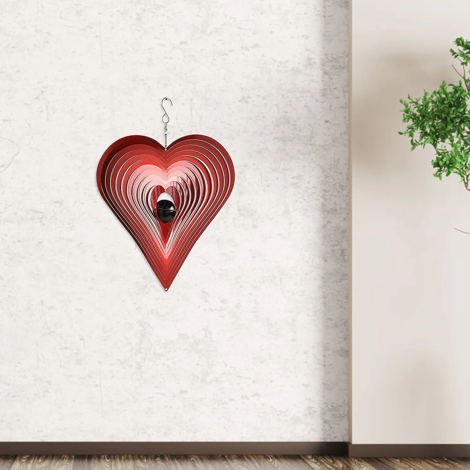 3DHeart красный любящее сердце ветра скульптуры висит ветряной колокольчик с