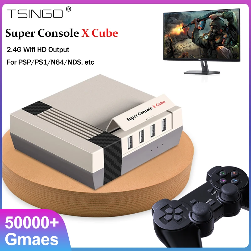 

Супер консоль TSINGO X Cube 50000 + игр 50 + Эмулятор 4K HD Wi-Fi Ретро ТВ Видео игровой плеер для PS1/PSP/N64/DC/NDS игровая приставка