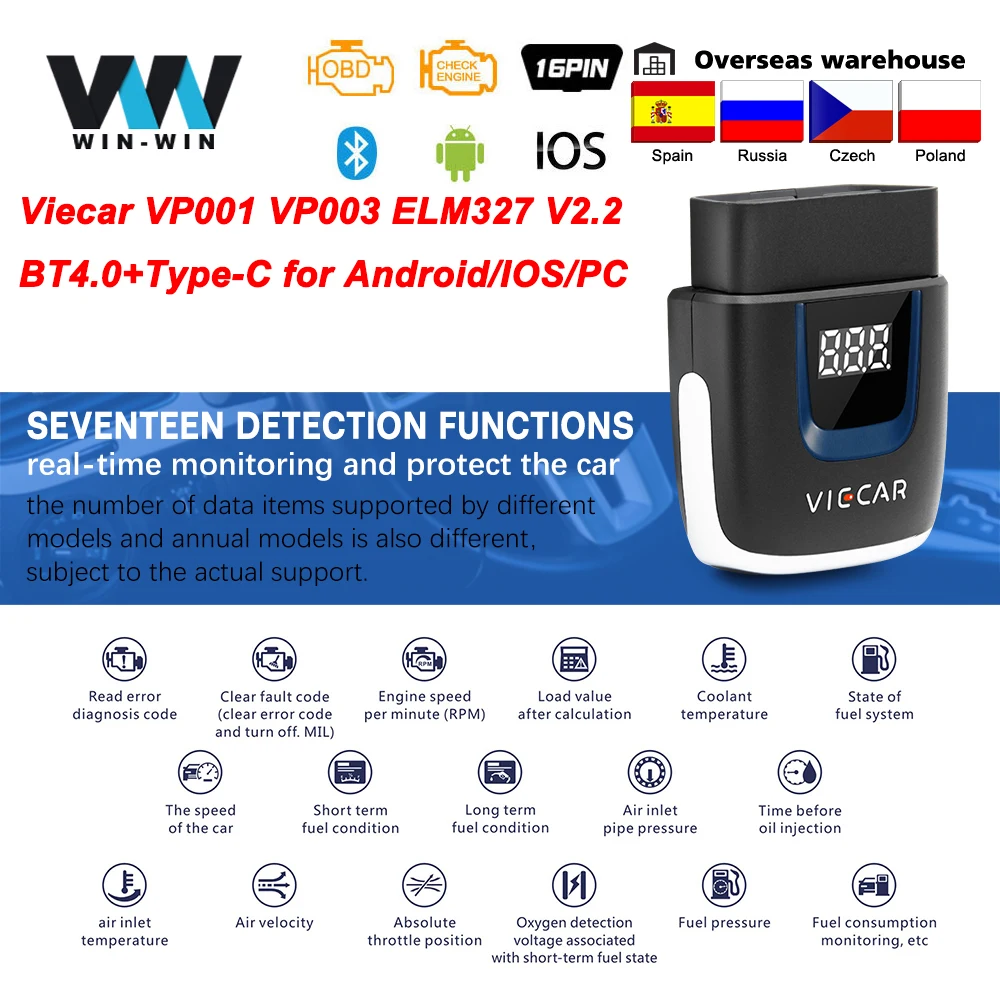 Viecar VP001 VP003 ELM 327 V2.2 PIC18F25K80 для Android/IOS OBD OBD2 ELM327 Bluetooth 4 0 USB сканер автомобильный