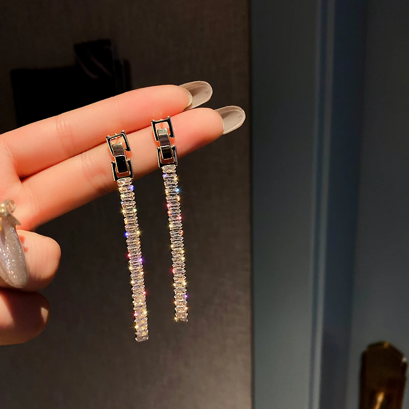 

Vintage Gold Color Bar Long Thread Tassel Drop Earrings for Women Glossy Stainless Steel Earrings Fashion Jewelry 2021 New