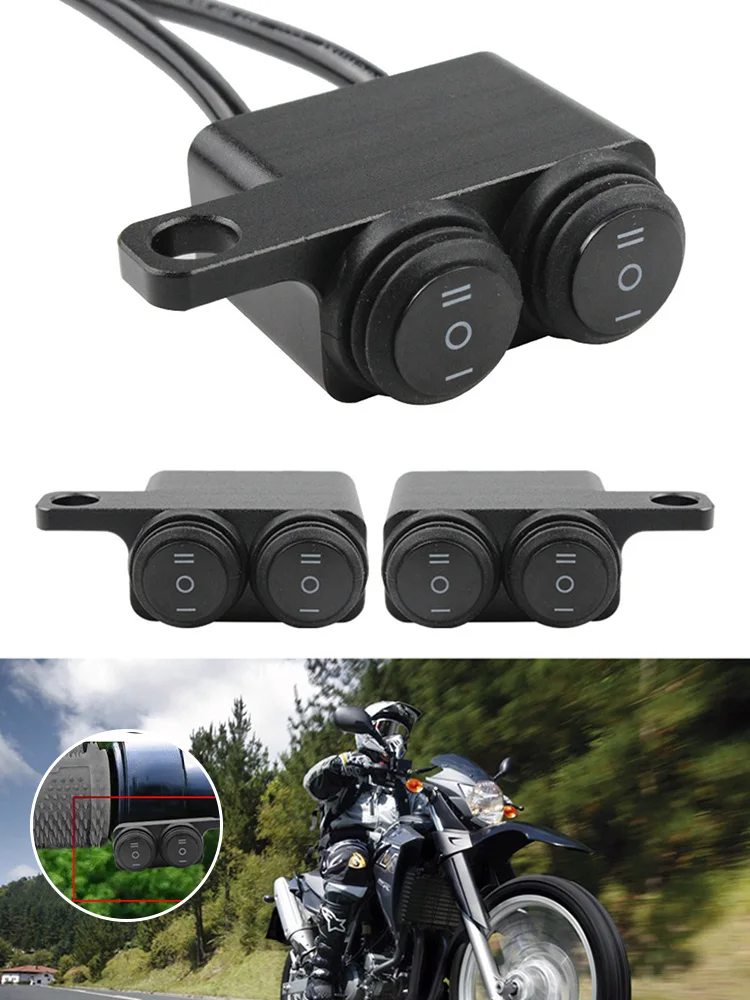 

Motorcycle Mirror Mount Switch Headlight Hazard Brake Fog Light Switch Waterproof Aluminum Dual ON-OFF-ON Switch Buttons