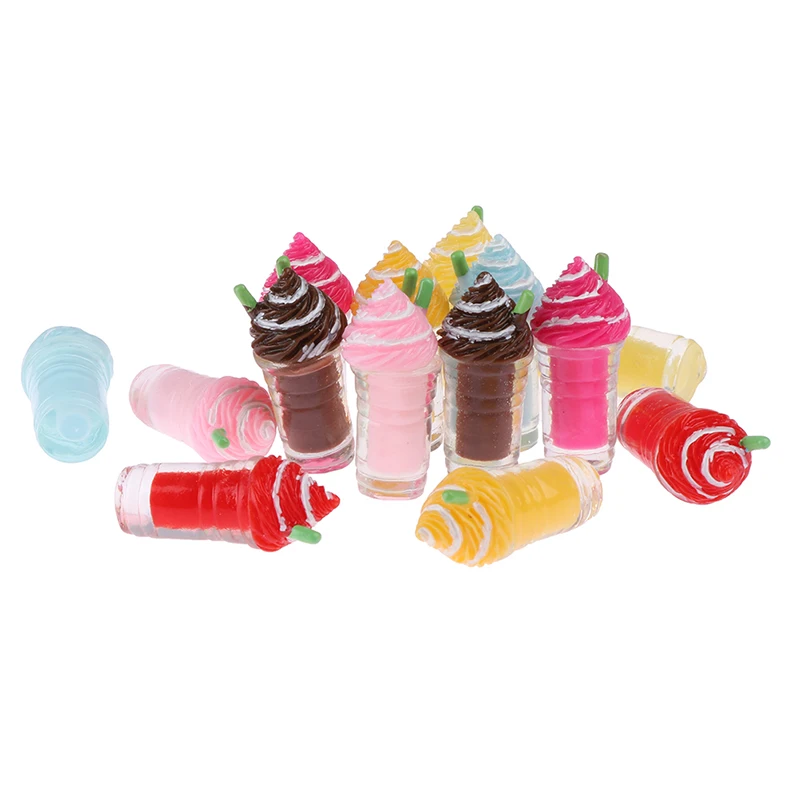 

2Pcs Cute Dollhouse Miniature Drink Ice Cream Cups Set Model Pretend Play Mini Food Fit Play House Toy Doll Accessories