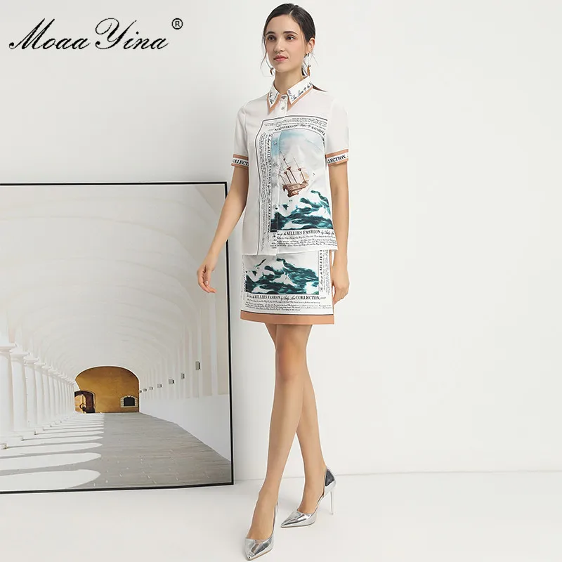 Moaa Yina модный дизайнерский комплект весна лето женская рубашка с коротким рукавом