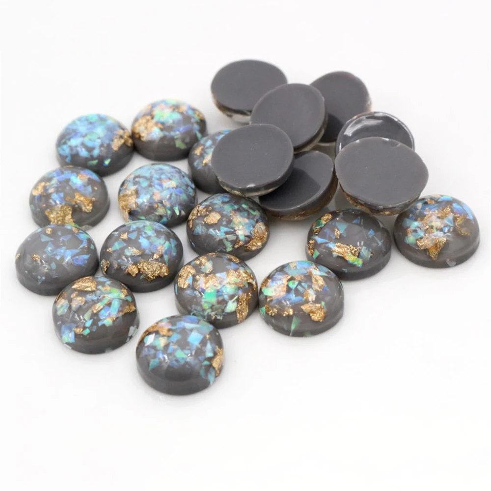 Новая мода 40 шт 8 мм 10 12 серые цвета Встроенная металлическая фольга плоская